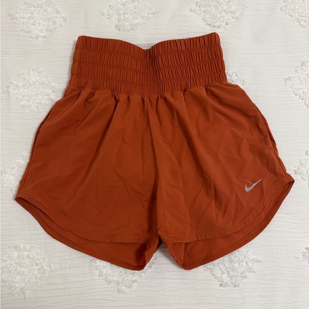 Nike Women's Orange High-Waisted Shorts